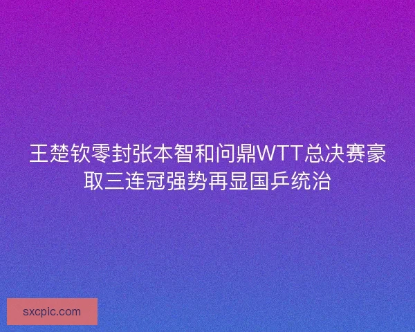 王楚钦零封张本智和问鼎WTT总决赛豪取三连冠强势再显国乒统治