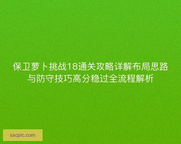 保卫萝卜挑战18通关攻略详解布局思路与防守技巧高分稳过全流程解析 保卫萝卜挑战18通关攻略详解布局思路与防守技巧高分稳过全流程解析
