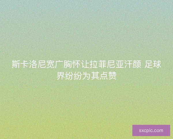斯卡洛尼宽广胸怀让拉菲尼亚汗颜 足球界纷纷为其点赞