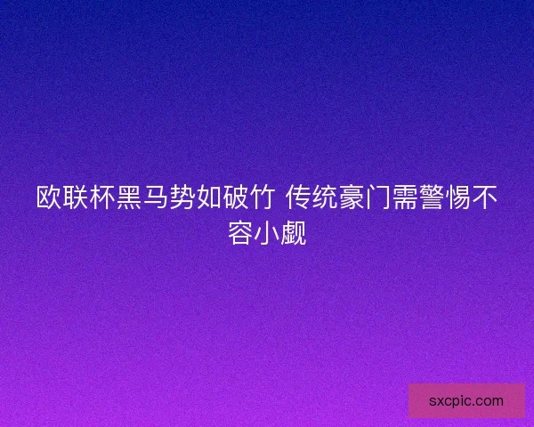 欧联杯黑马势如破竹 传统豪门需警惕不容小觑