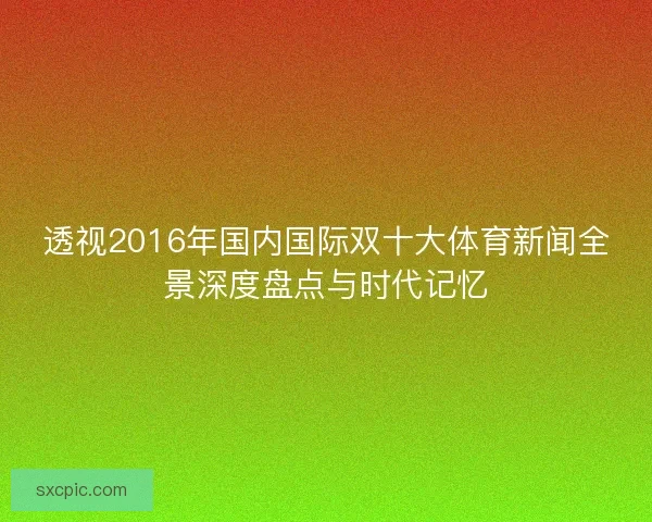 透视2016年国内国际双十大体育新闻全景深度盘点与时代记忆