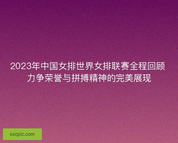 2023年中国女排世界女排联赛全程回顾 力争荣誉与拼搏精神的完美展现