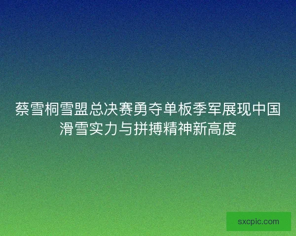 蔡雪桐雪盟总决赛勇夺单板季军展现中国滑雪实力与拼搏精神新高度 蔡雪桐雪盟总决赛勇夺单板季军展现中国滑雪实力与拼搏精神新高度
