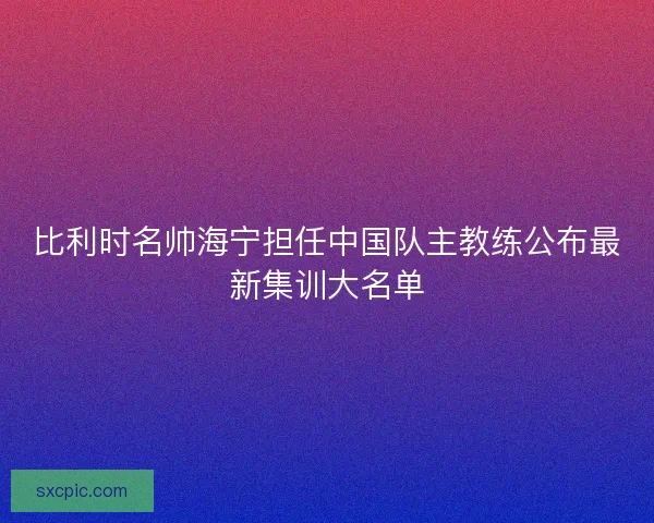 比利时名帅海宁担任中国队主教练公布最新集训大名单